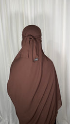 Maxi nose string niqab set - Chestnut