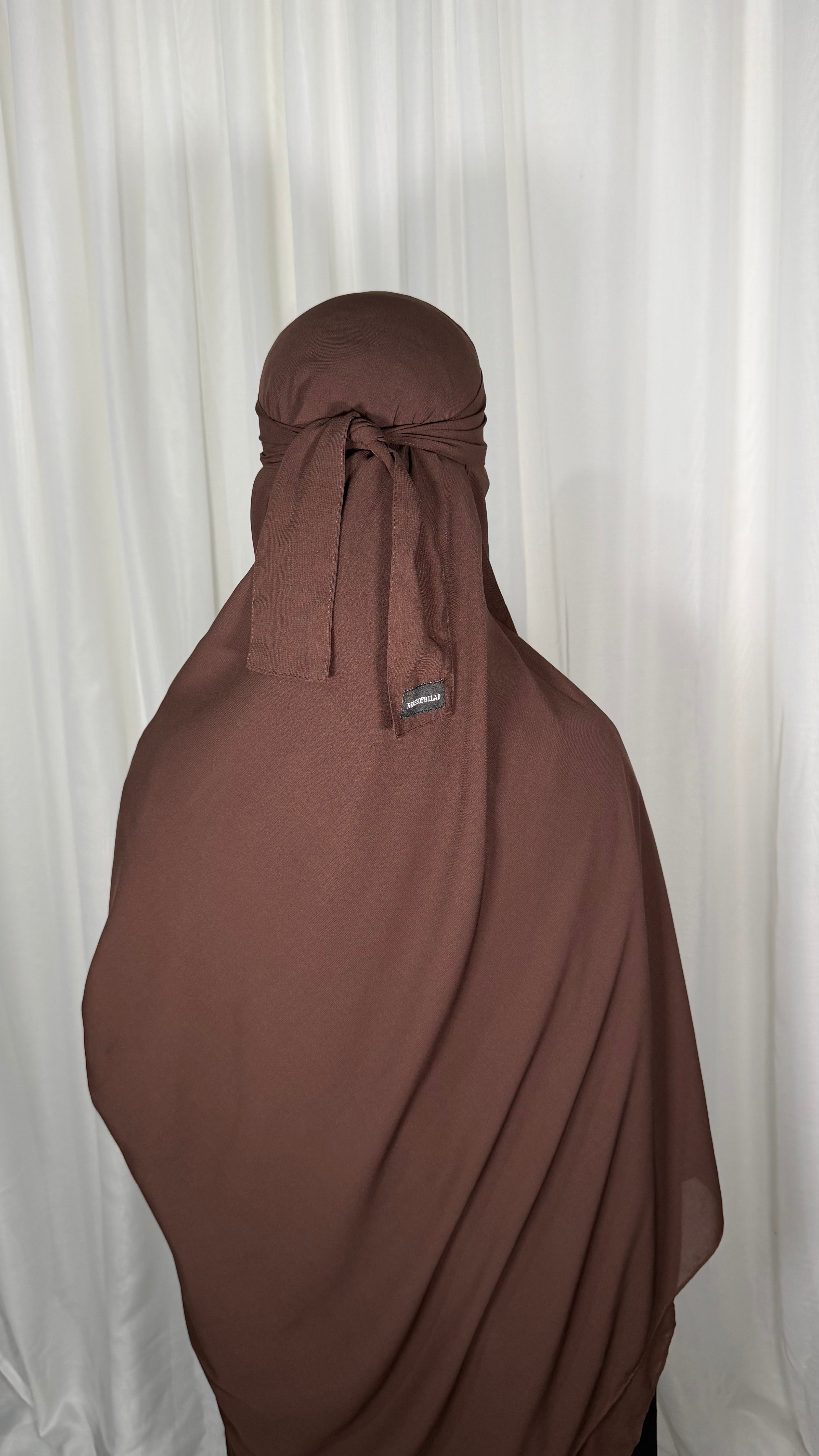 Maxi nose string niqab set - Chestnut
