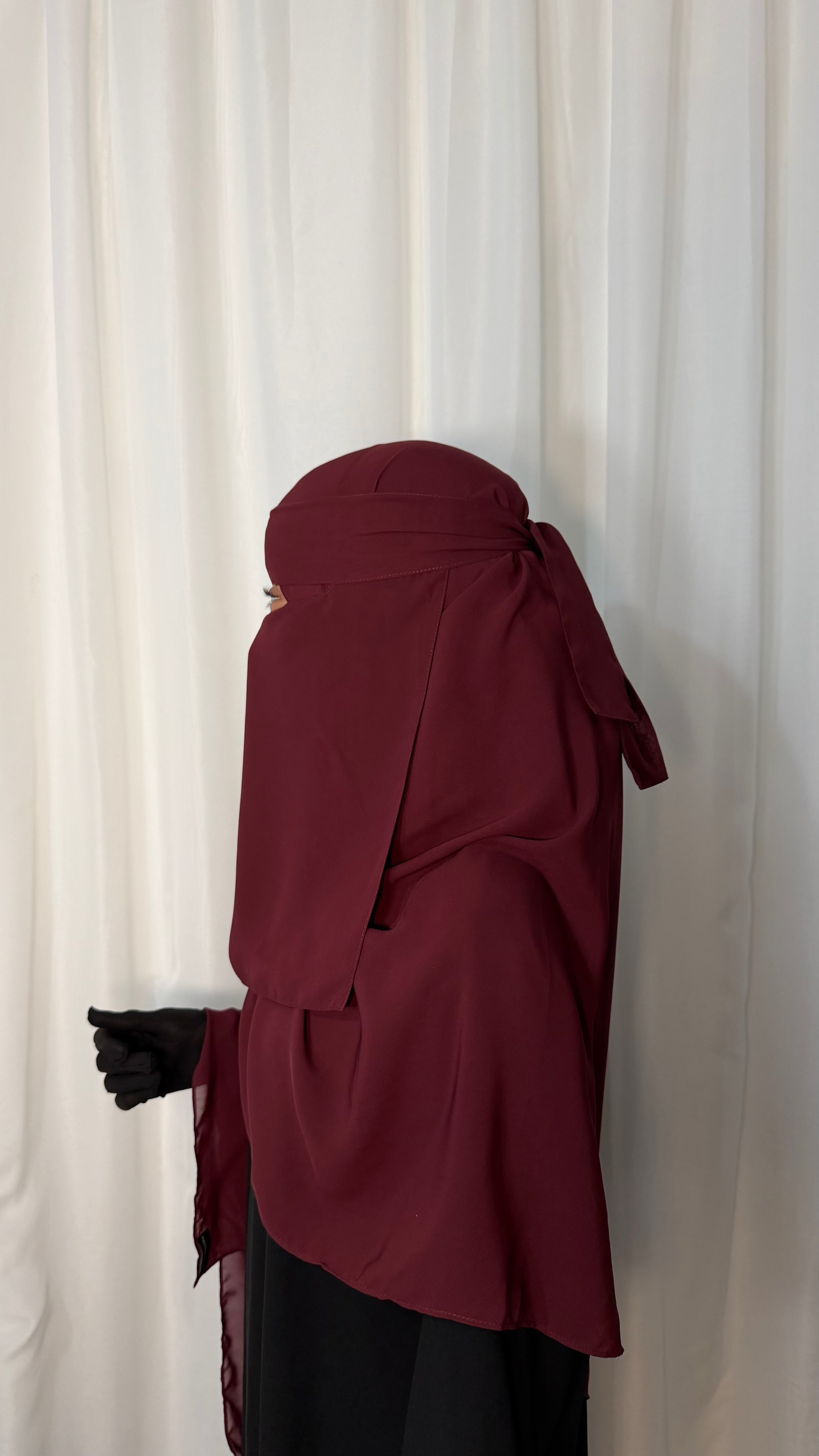 Nose string niqab set - Cherry