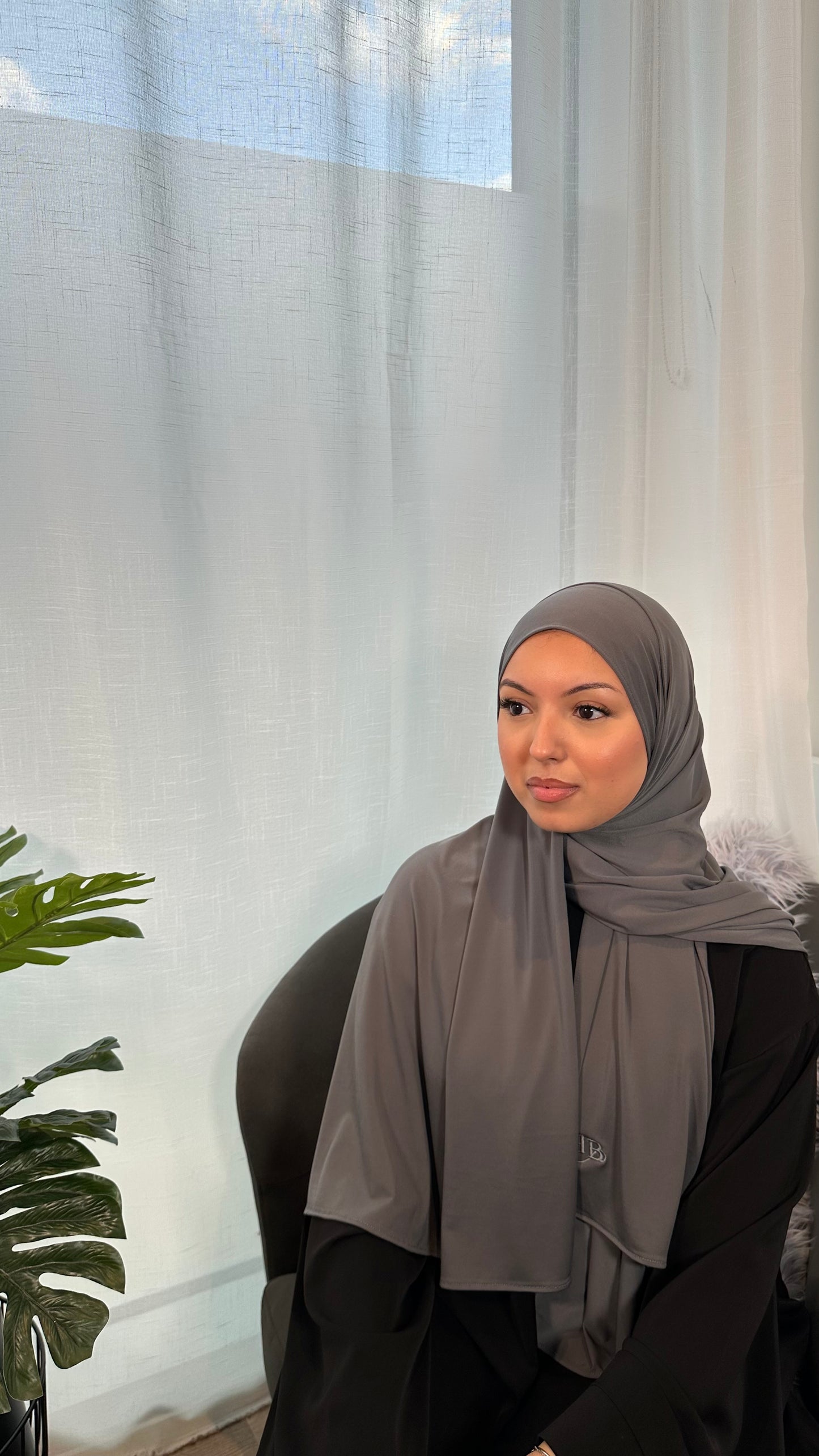 Premium Jersey Hijab - Coal