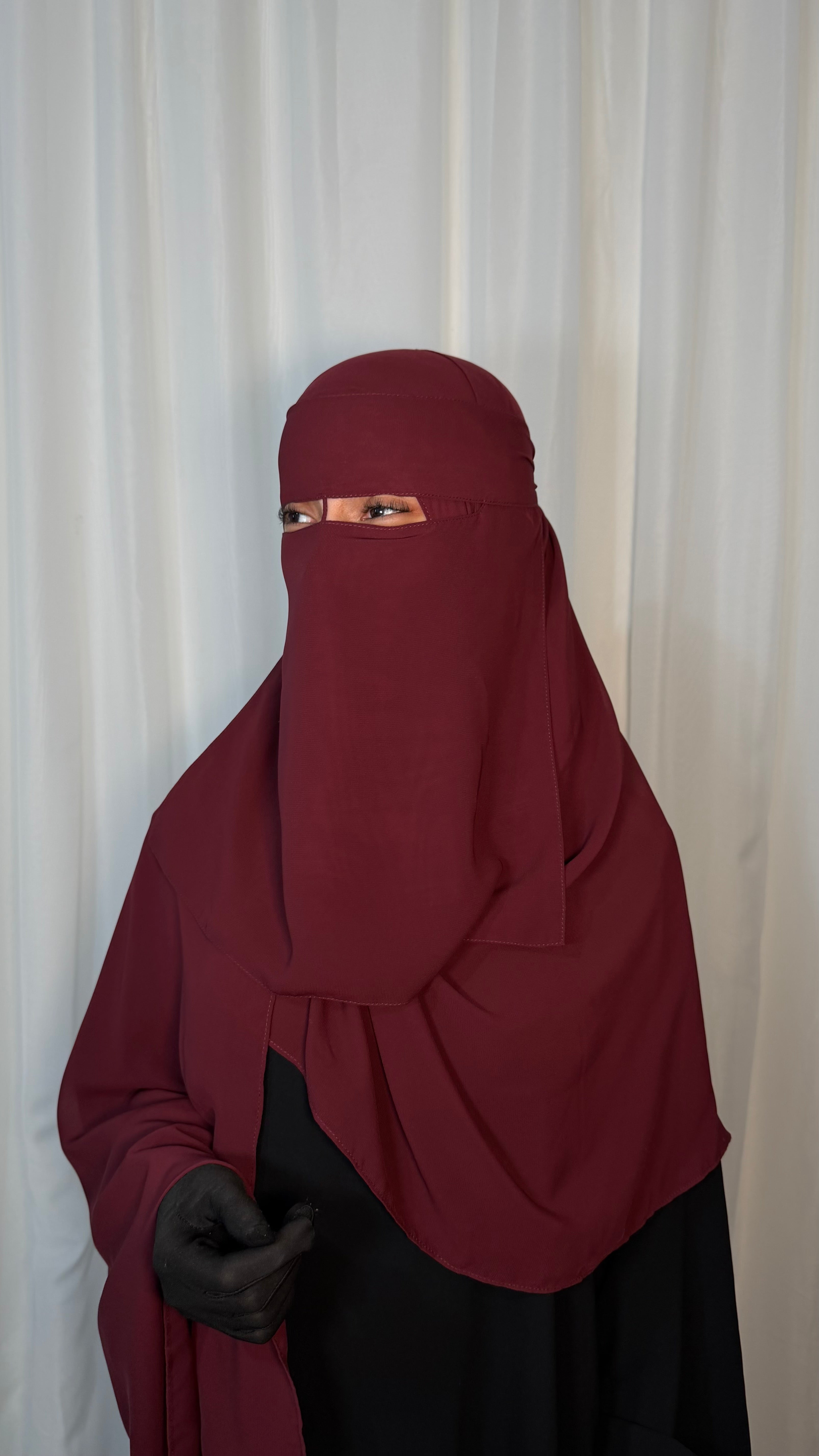 Nose string niqab set - Cherry