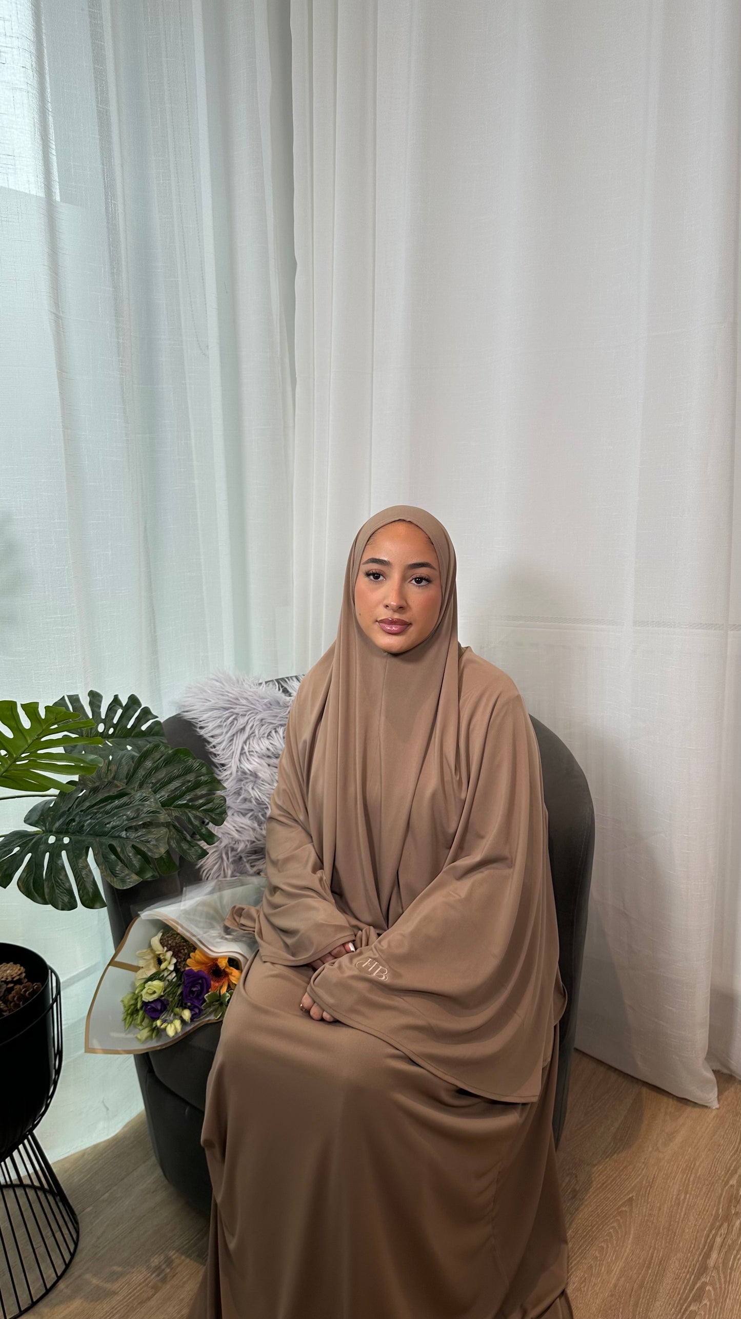 Khimar Abaya Set - Latte