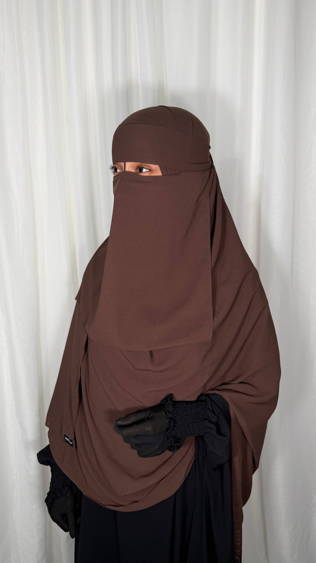 Maxi nose string niqab set - Chestnut