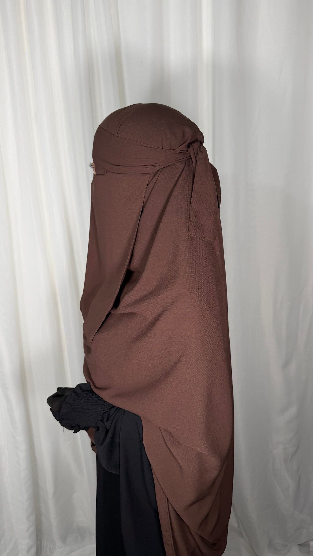 Maxi nose string niqab set - Chestnut