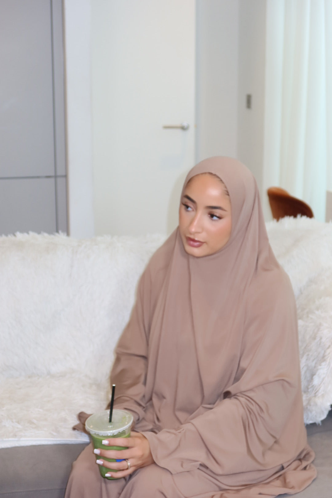 Khimar Abaya Set - Latte